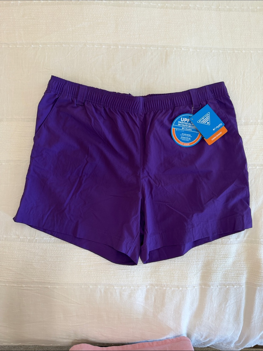 Columbia PFG Women's Purple Elastic-Waist Shorts,  XL - NEW WITH TAGS